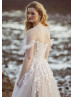Cold Shoulder Beaded Lace Tulle Chic Wedding Dress